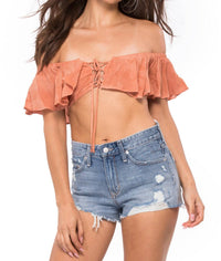 Blue Life - Melanie Off The Shoulder Lace Top - clothing - crop - tops - orange