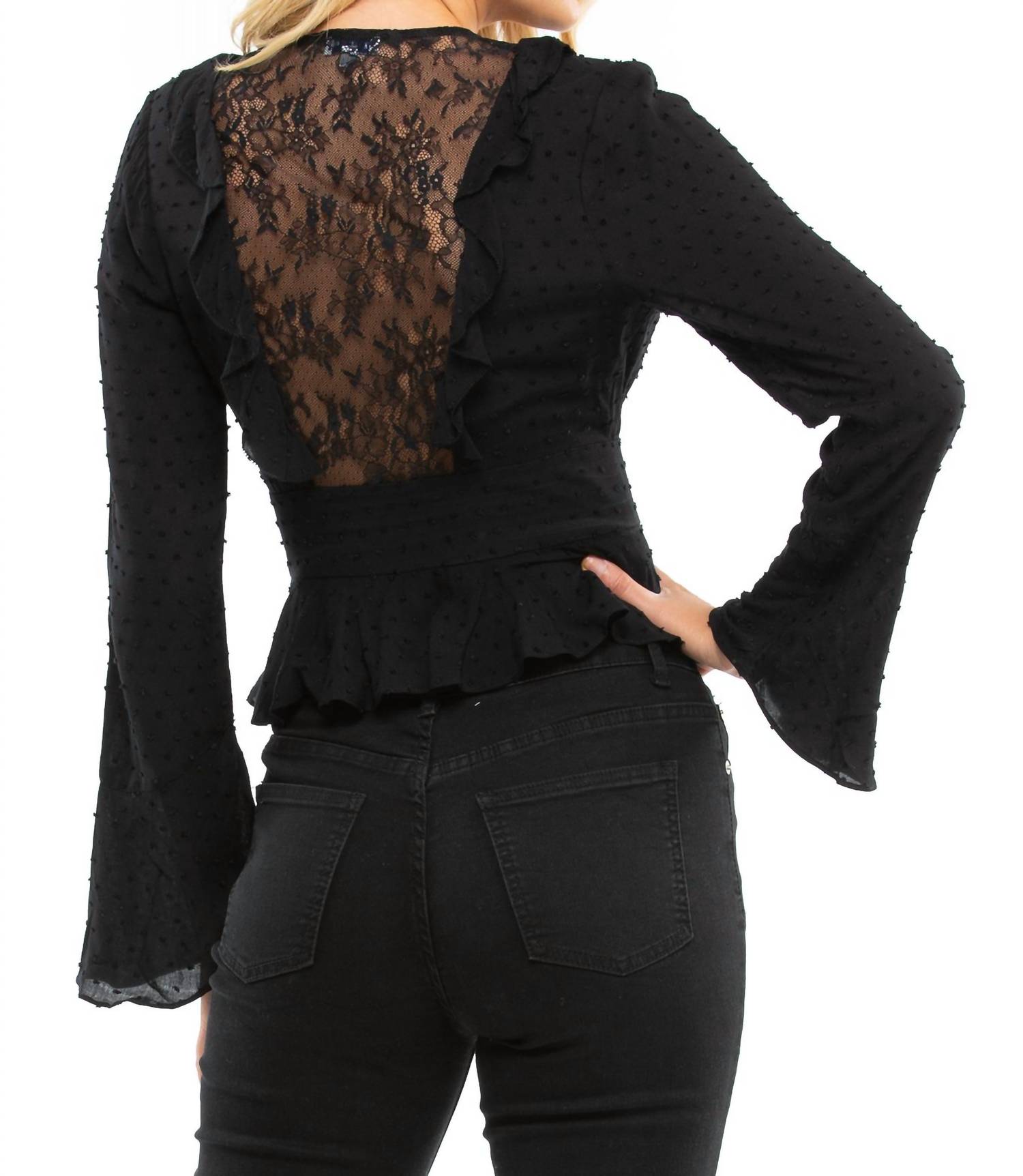 Blue Life - Prince V - neck Long Sleeve Top - black - blouses - clothing