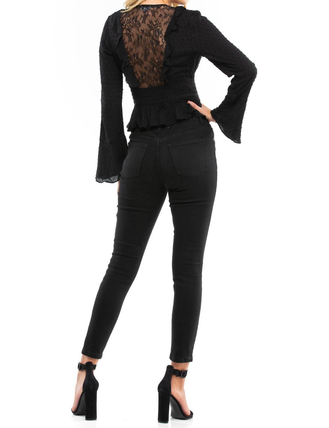 Blue Life - Prince V - neck Long Sleeve Top - black - blouses - clothing