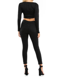 Blue Life - Roma V - neck Long Sleeve Top - black - blouses - clothing