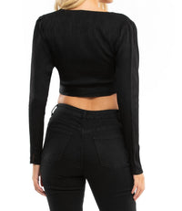 Blue Life - Roma V - neck Long Sleeve Top - black - blouses - clothing