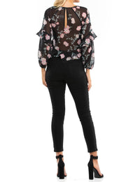 Blue Life - Tomie Ruffle Hem Long Sleeve Top - black - blouses - clothing