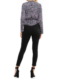 Blue Life - Willa V - neck Long Sleeve Top - black - blouses - clothing