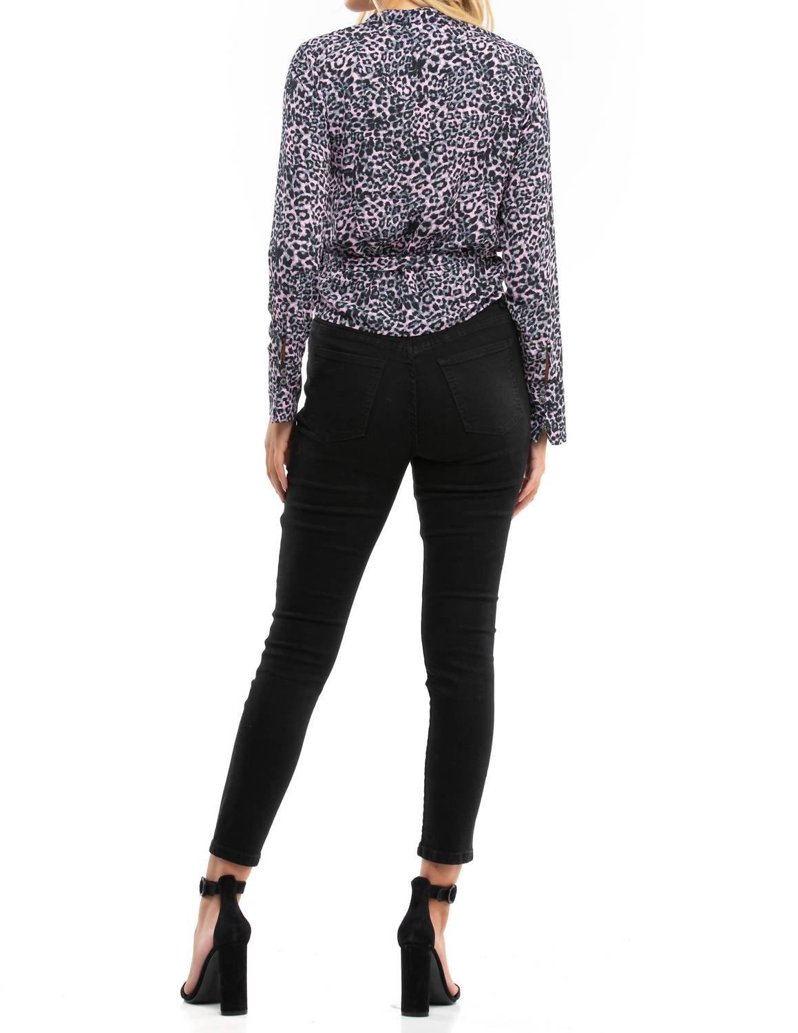 Blue Life - Willa V - neck Long Sleeve Top - black - blouses - clothing