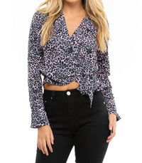 Blue Life - Willa V - neck Long Sleeve Top - black - blouses - clothing