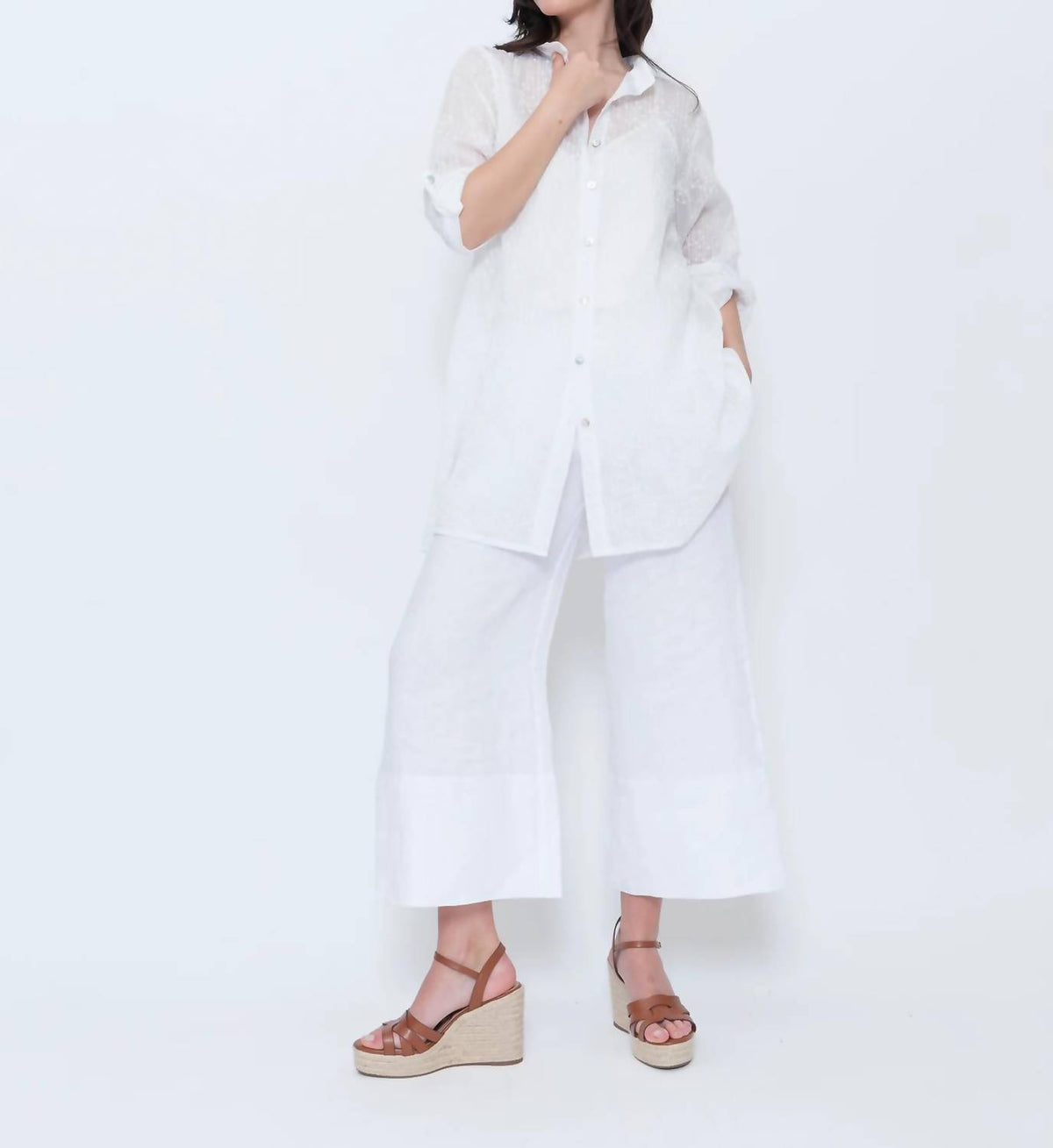 Blueberry - Sheer Button Up Tunic