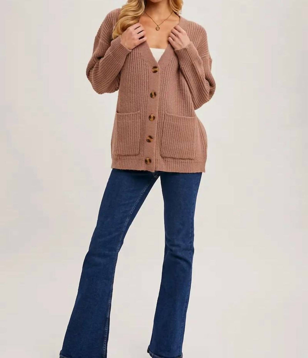 Bluivy - Button Down Ribbed Knit Sweater Cardigan