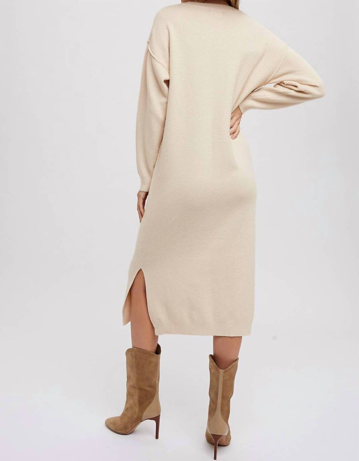 Bluivy - Button Front Midi Sweater Dress
