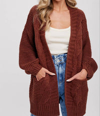 Bluivy - Chunky Cable Lantern Sleeve Cardigan