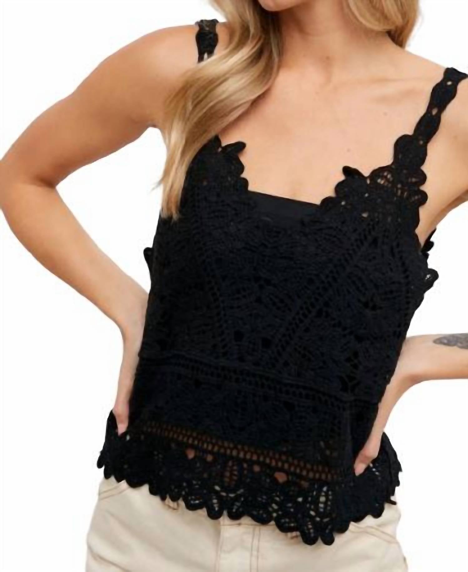Bluivy - Crochet Cami Top - black - camisoles - clothing