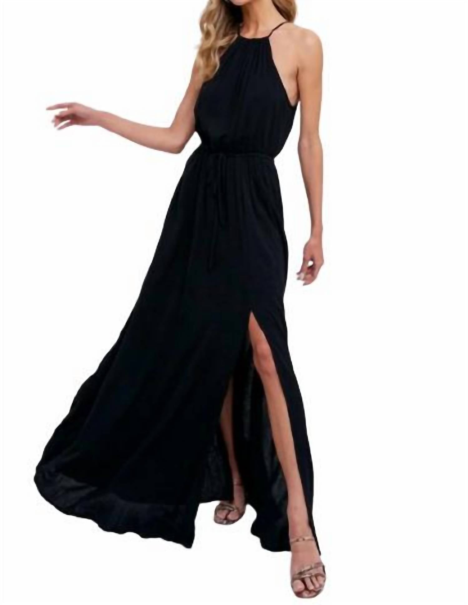 Bluivy - Halter Neck Maxi Dress - black - clothing - dresses