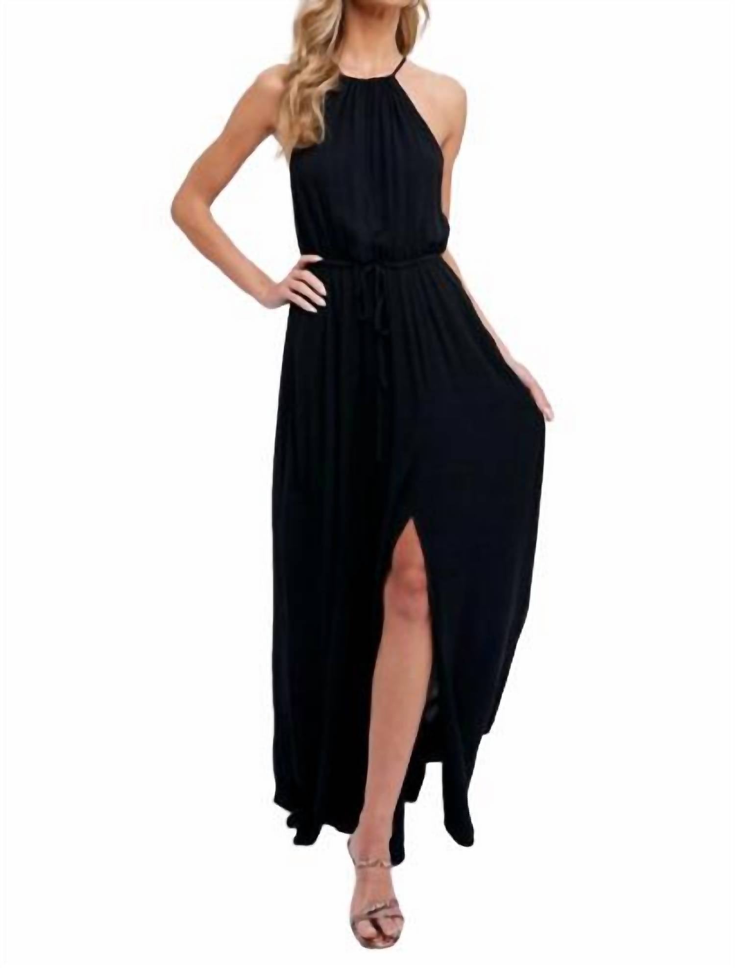 Bluivy - Halter Neck Maxi Dress - black - clothing - dresses