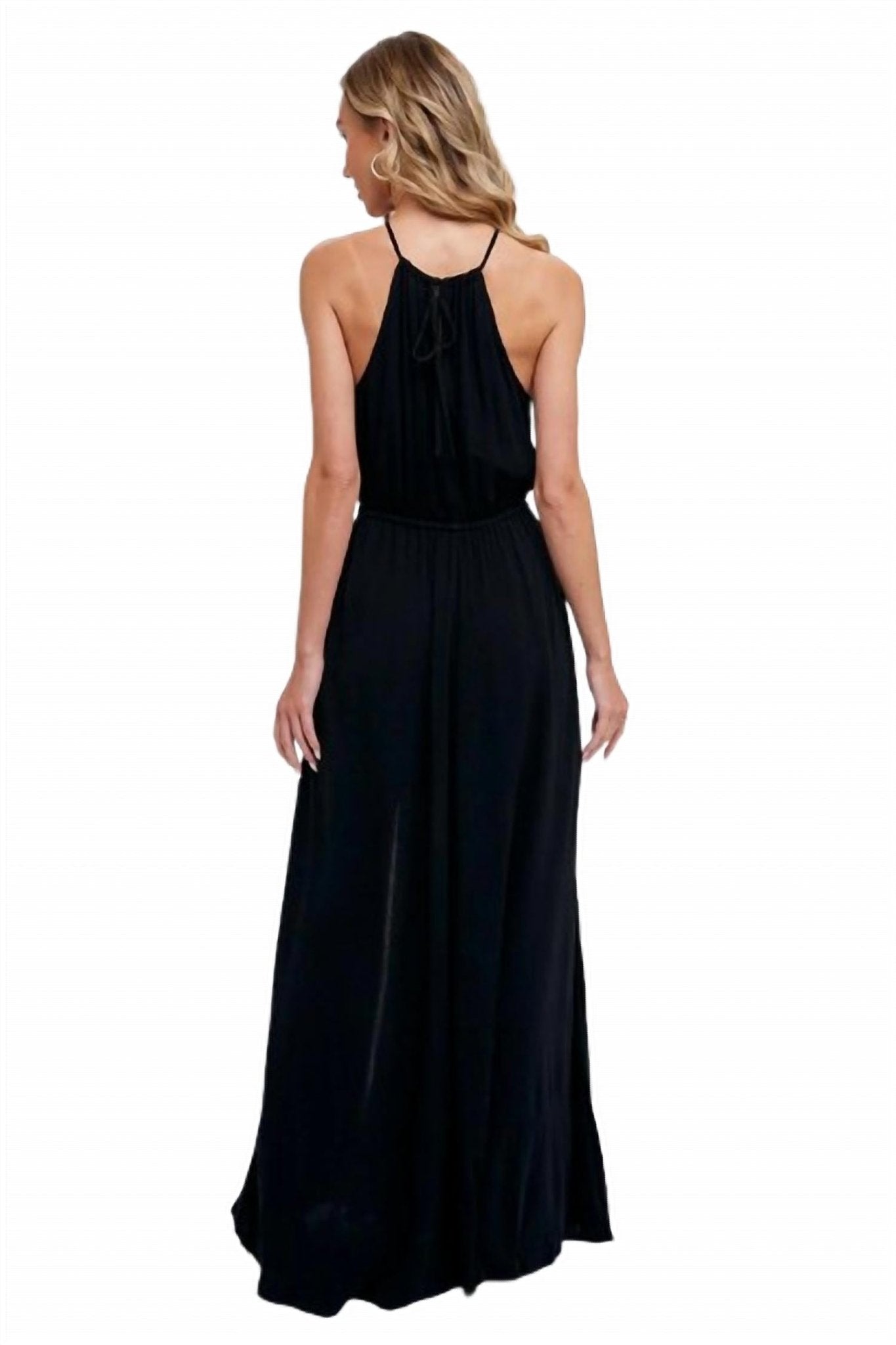 Bluivy - Halter Neck Maxi Dress - black - clothing - dresses