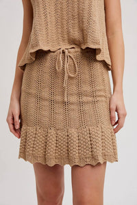 Bluivy - Knit Sweater Drawstring Mini Skirt With Lining