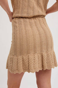 Bluivy - Knit Sweater Drawstring Mini Skirt With Lining