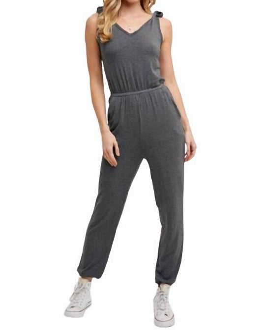 Bluivy - Knit Tie Strap Jumpsuit - clothing - grey - jumpsuits