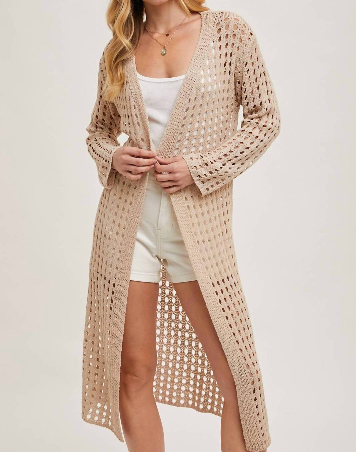 Bluivy - Open Knit Longline Cardigan