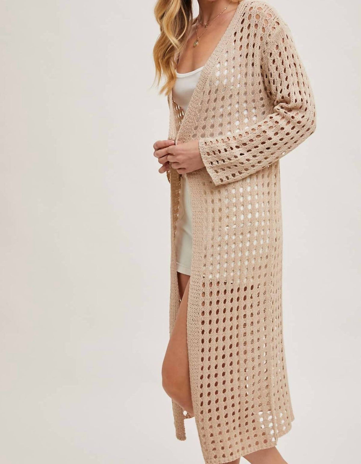 Bluivy - Open Knit Longline Cardigan