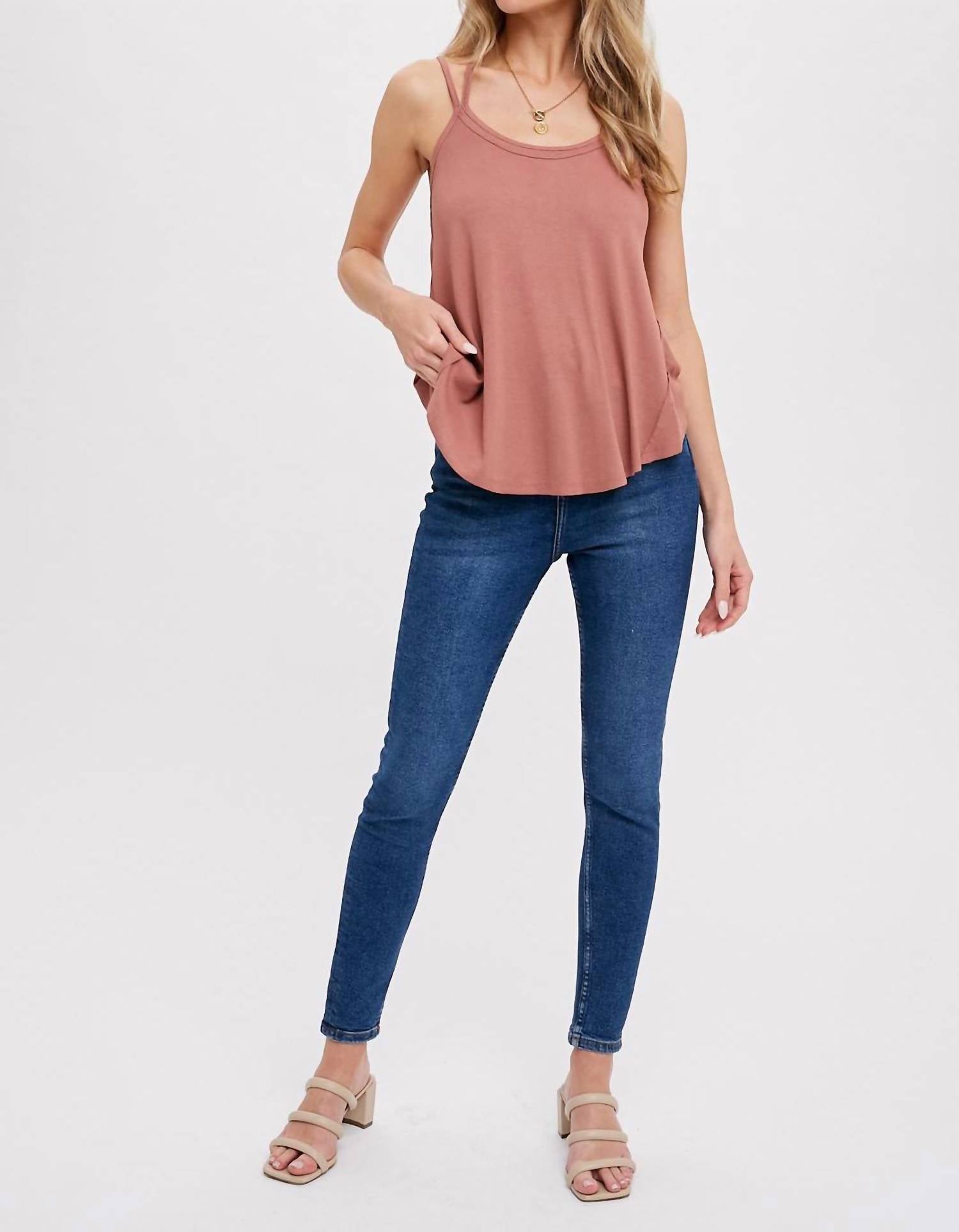 Bluivy - Strappy Back Trapeze Knit Camisole - camisoles - clothing - pink