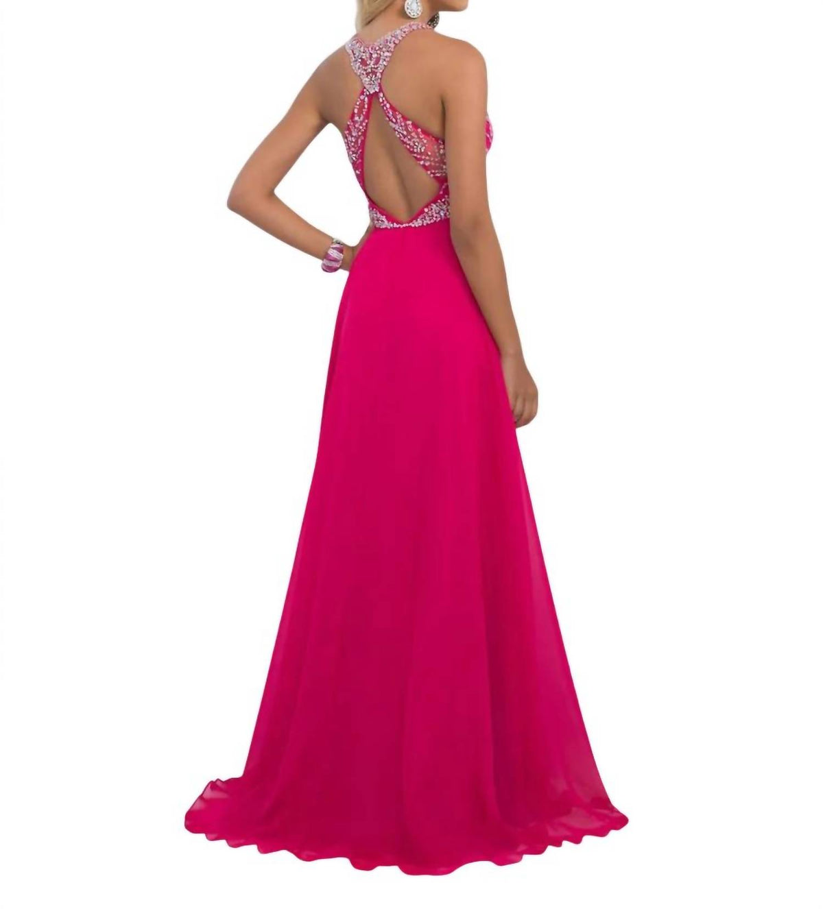 Blush Prom - Beaded Mesh Bodice Gown