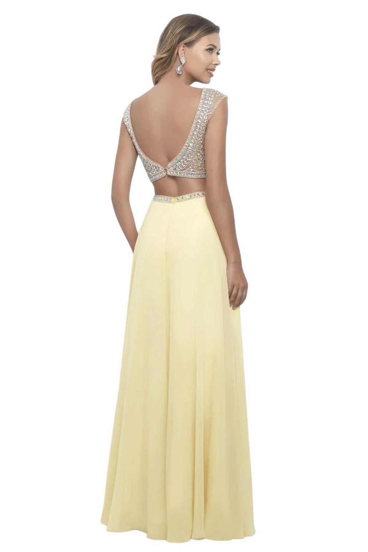 Blush Prom - Hand Beaded Chiffon Two Piece Gown