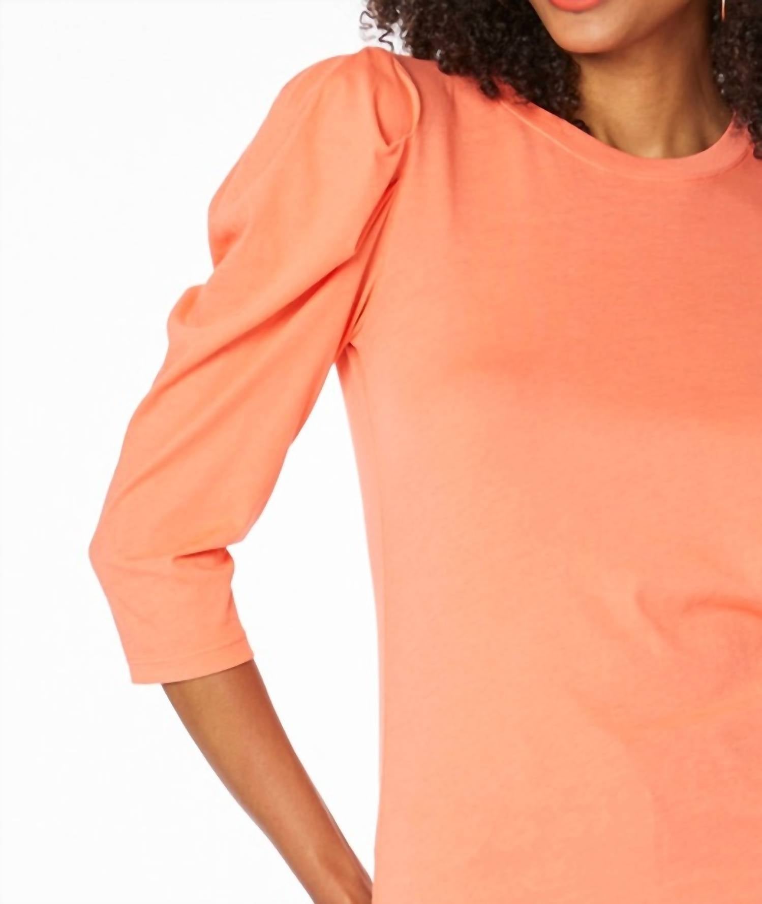 Bobi - 3/4 Puff Sleeve Tee - clothing - cotton - orange