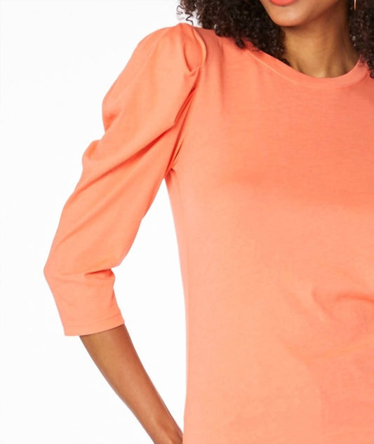 Bobi - 3/4 Puff Sleeve Tee - clothing - cotton - orange