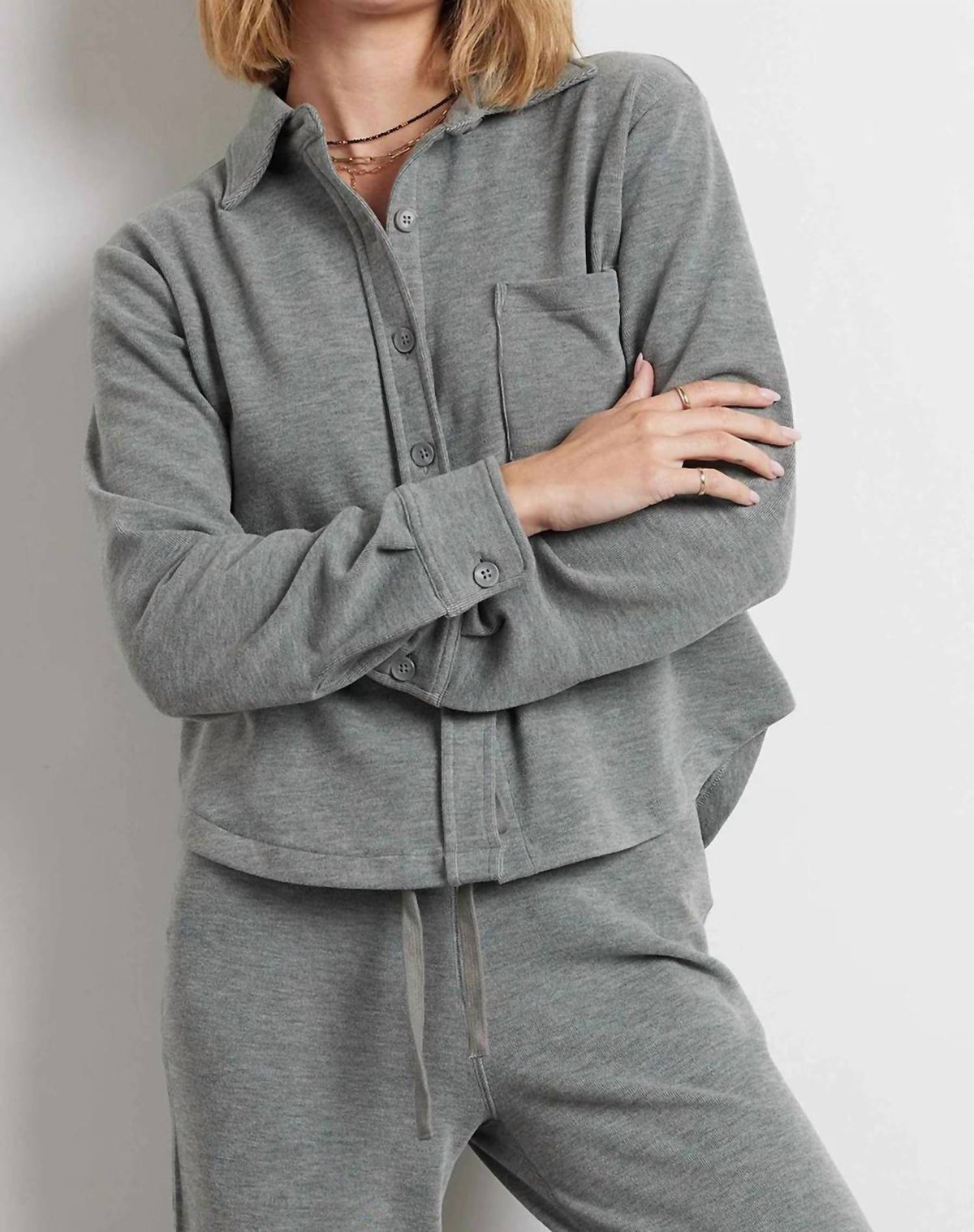 Bobi - Cropped Long Sleeve button Up