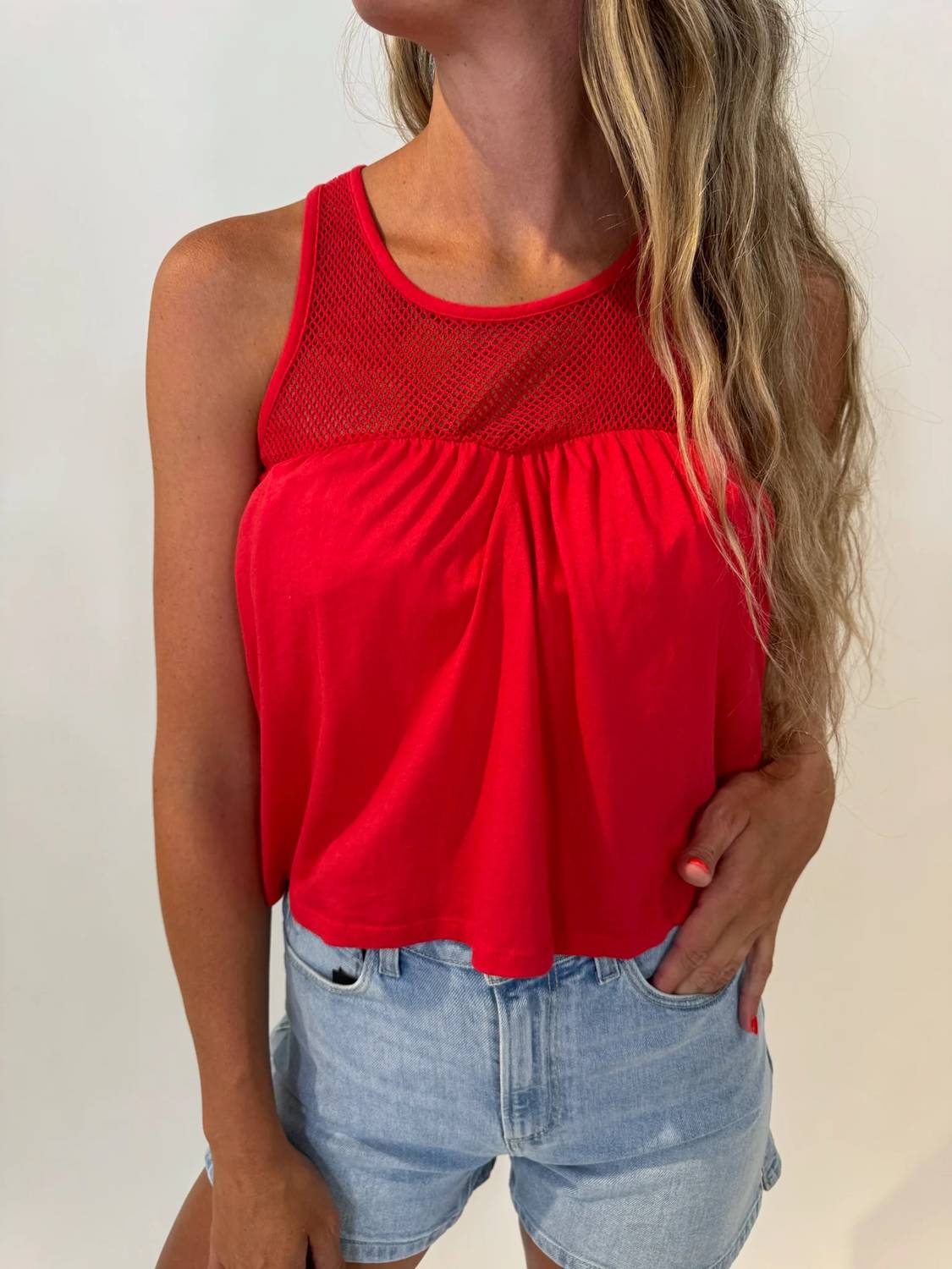 Bobi - Mesh Sweetheart Tank Top
