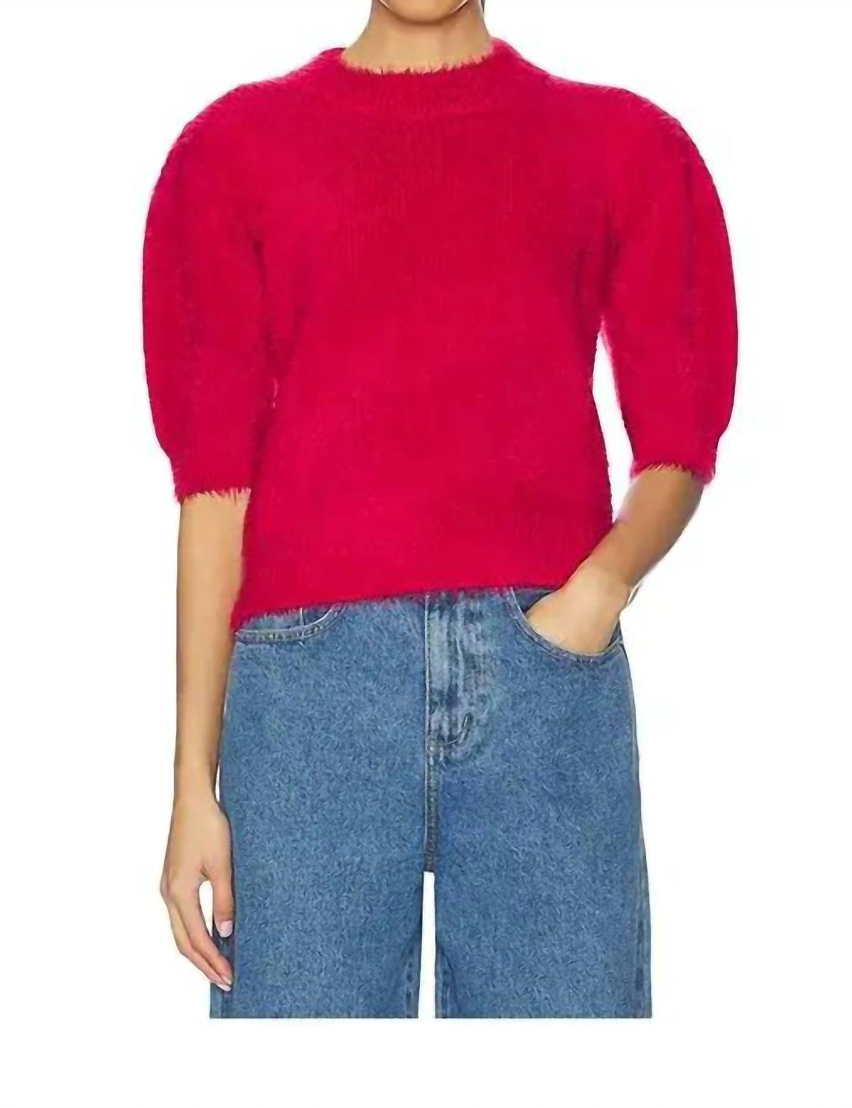 Bobi - Mock Neck Puff Sleeve Sweater