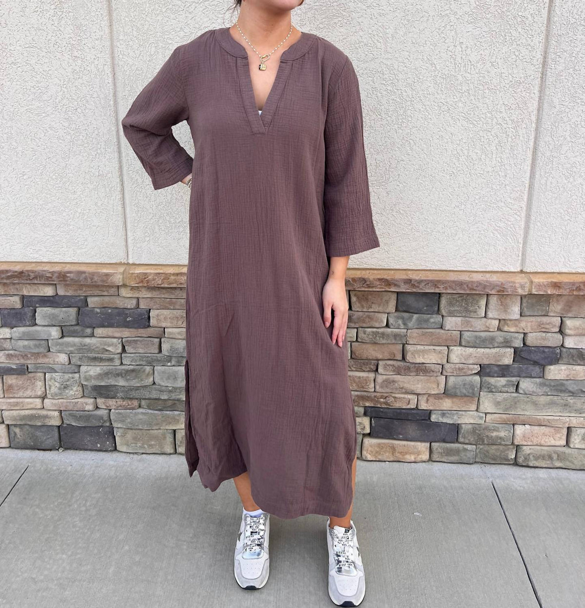 Bobi - Raw Edge Caftan Dress