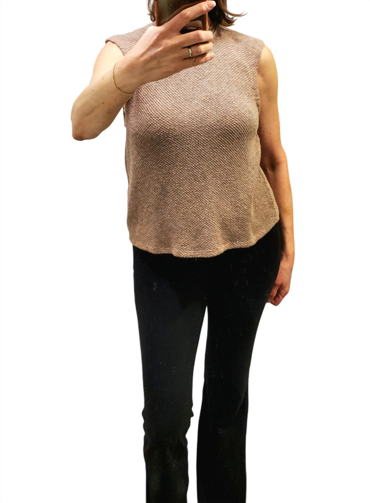Bobi - Raw Edge Sleeveless Crewneck Tee