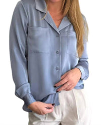 Bobi - Silky Long Sleeve Button Up Top