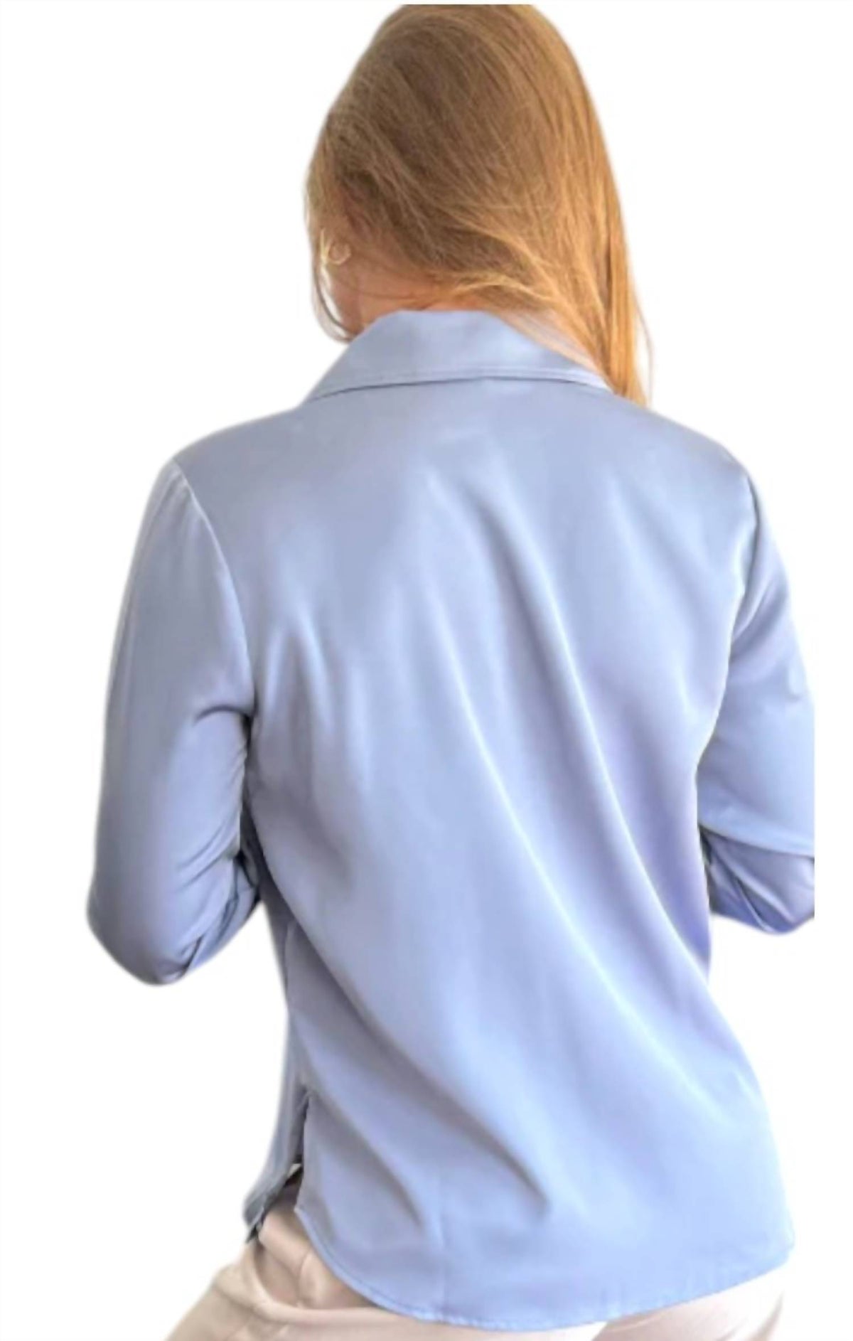 Bobi - Silky Long Sleeve Button Up Top
