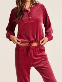 Bobi - Snap Henley Raglan Tie Hem Top