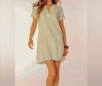 Bobi - Split Neck Ruffle Hem Dress