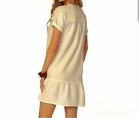 Bobi - Split Neck Ruffle Hem Dress