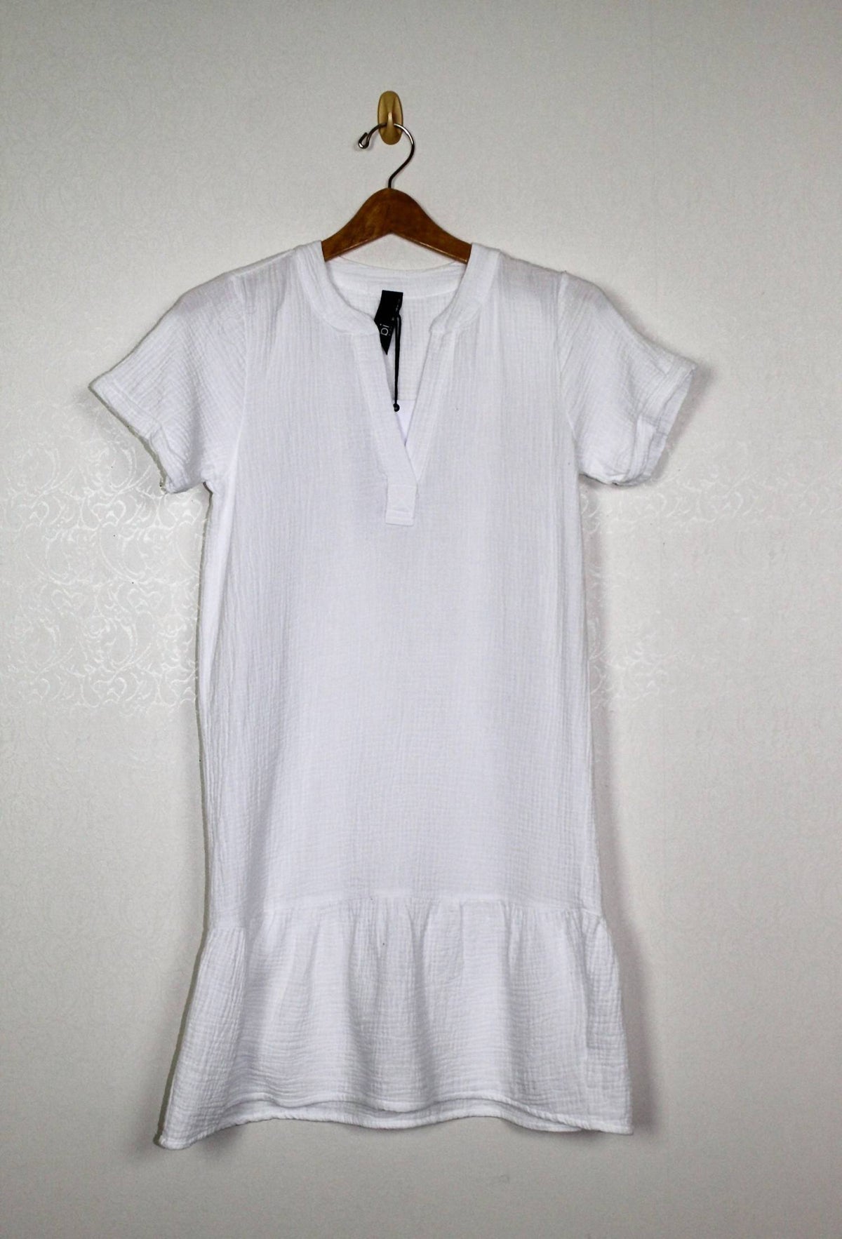 Bobi - Split Neck Ruffle Hem Dress