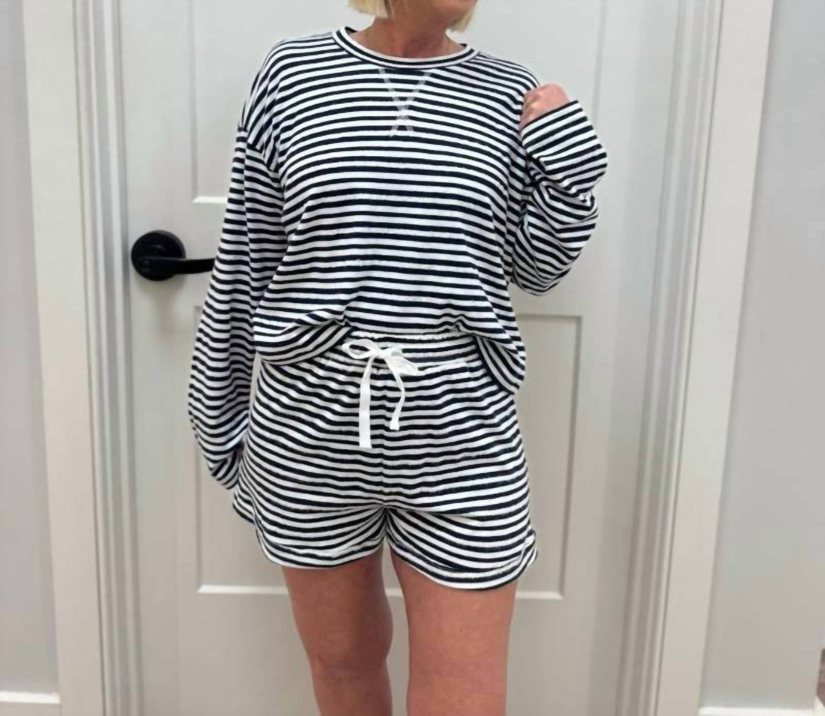 Bobi - Striped Cotton Shorty Set