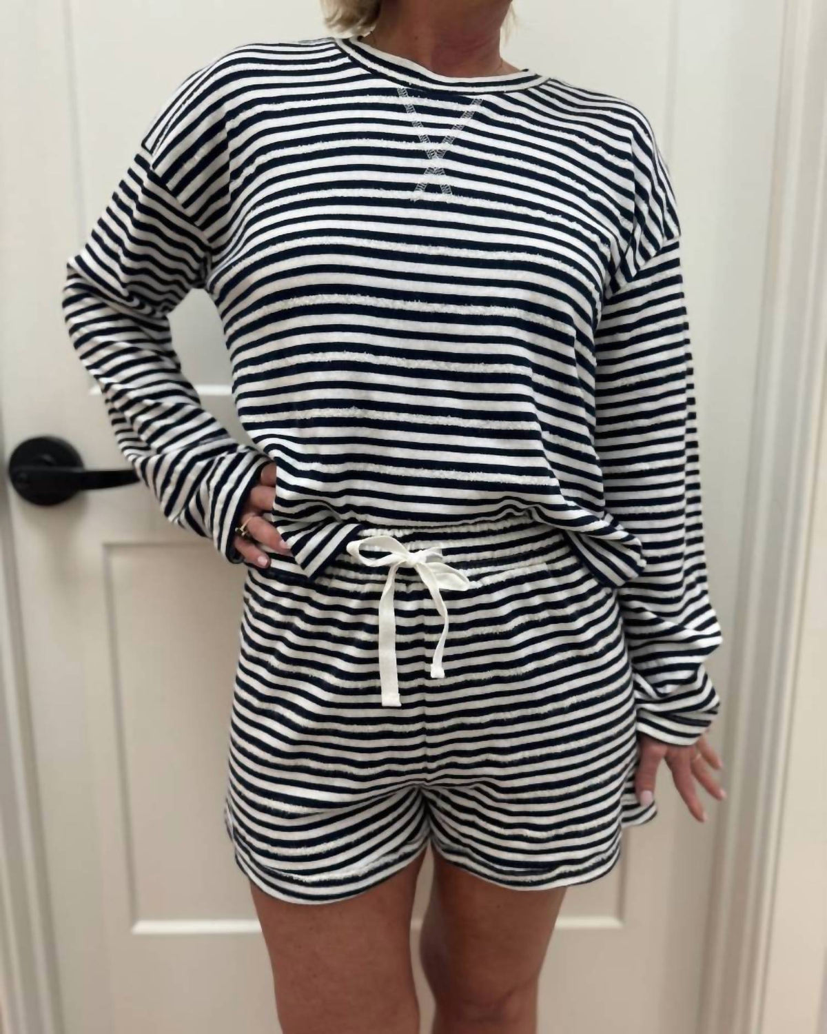 Bobi - Striped Cotton Shorty Set