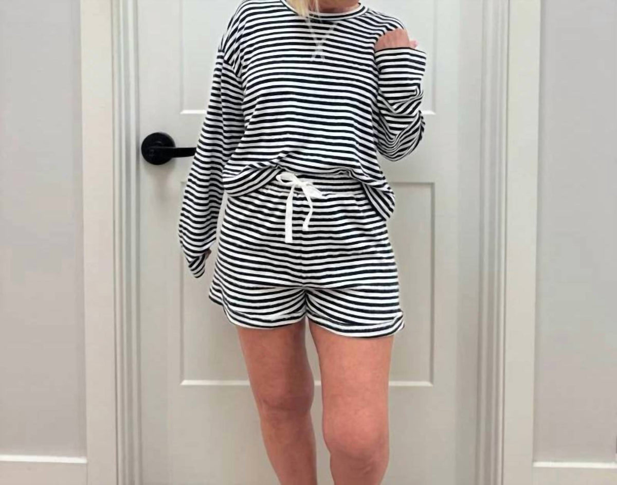 Bobi - Striped Cotton Shorty Set