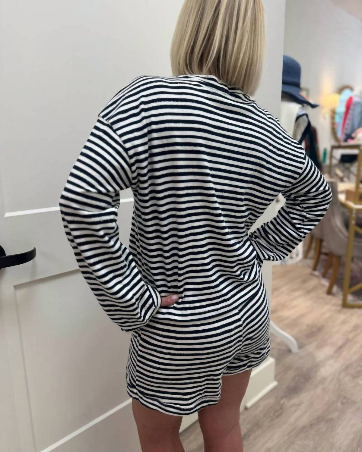 Bobi - Striped Cotton Shorty Set