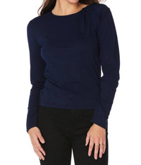 Bobi - TWIST NECK LONG SLEEVE TEE - blue - clothing - cotton