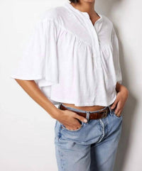 Bobi - V Yoke Henley Blouse