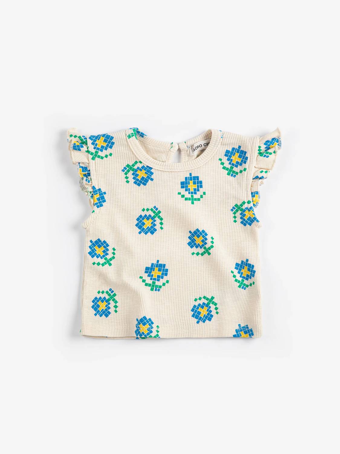 Bobo Choses - Kid's Pixel Flowers All Over Ruffled Top
