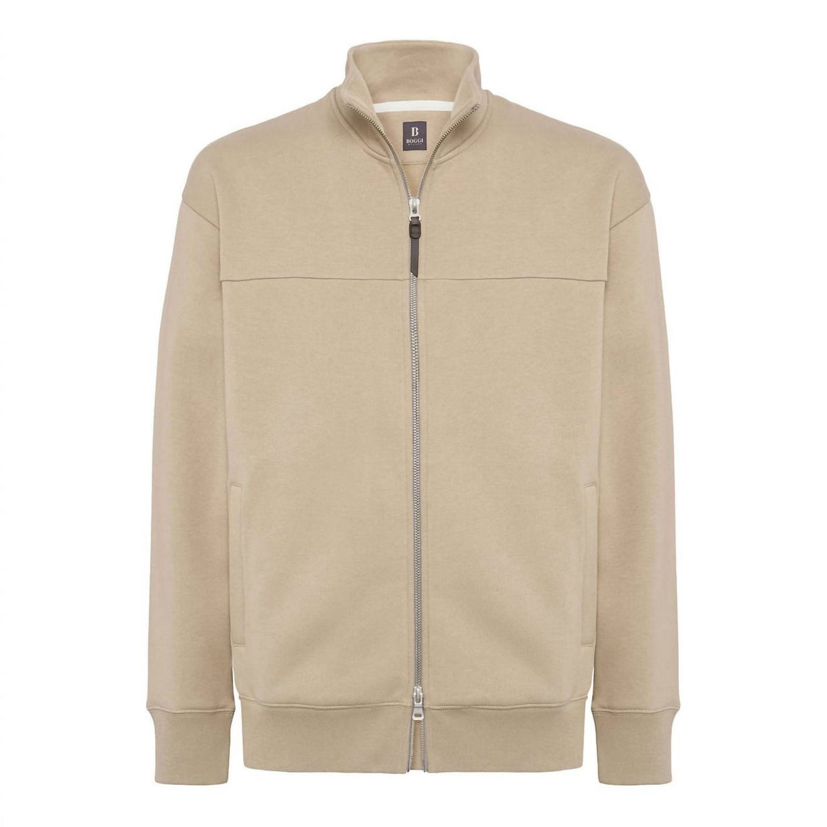 Boggi Milano - Soft Cotton Full Zip Mock-neck Jacket