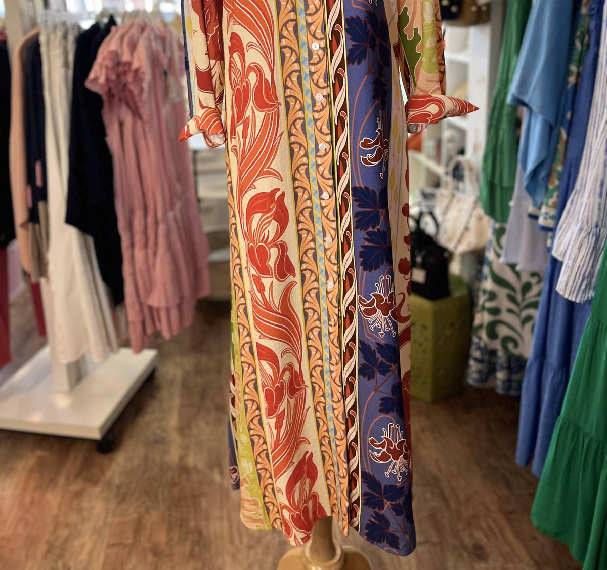 Boho Chic - Women's Dramatic Long Button Front Dress