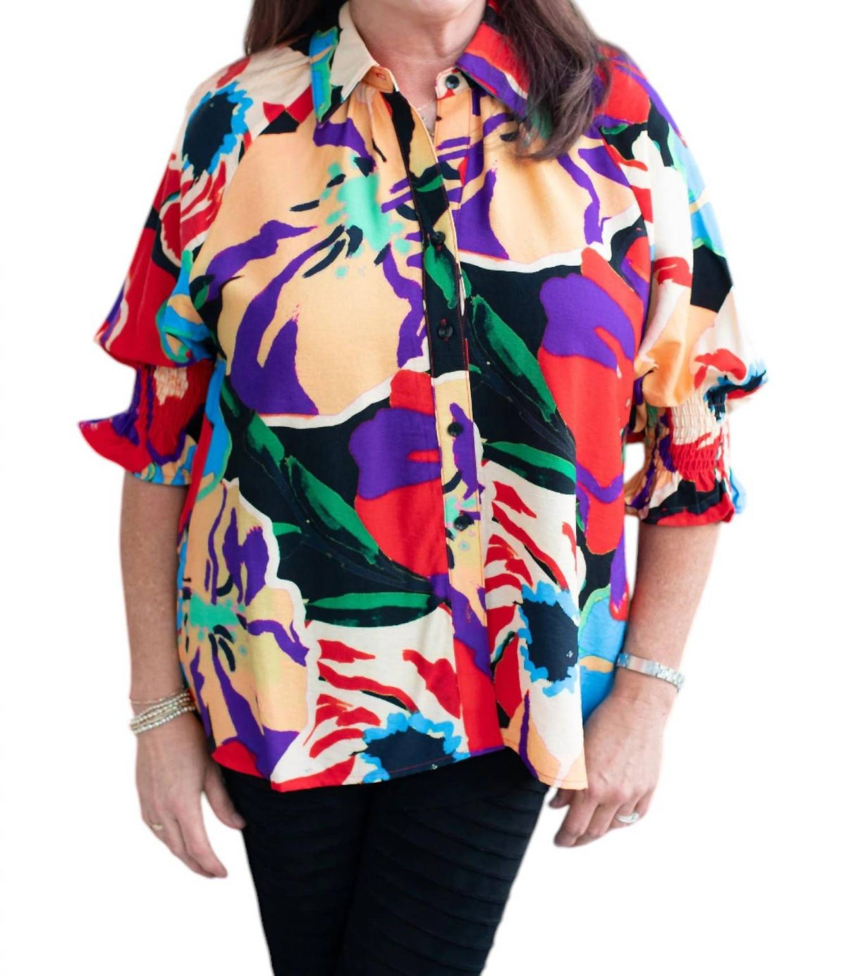 Boho Chic - Watercolor Button Up Top
