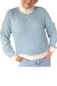 Bombom - Sierra Waffle Knit Top - blue - clothing - rayon