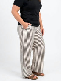 Bombom - Striped Wide Leg Drawstring Pants